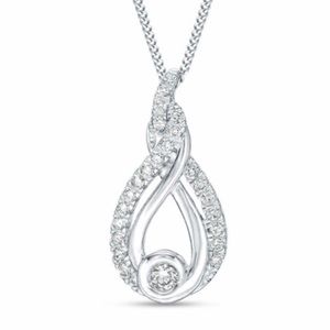 ZALES White Gold Diamond Pendant 19” Necklace